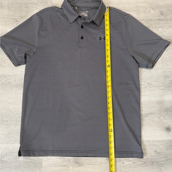 Under Armour Men's Heatgear Loose Grey and Black Striped Polo Shirt Size L - Picture 9 of 17